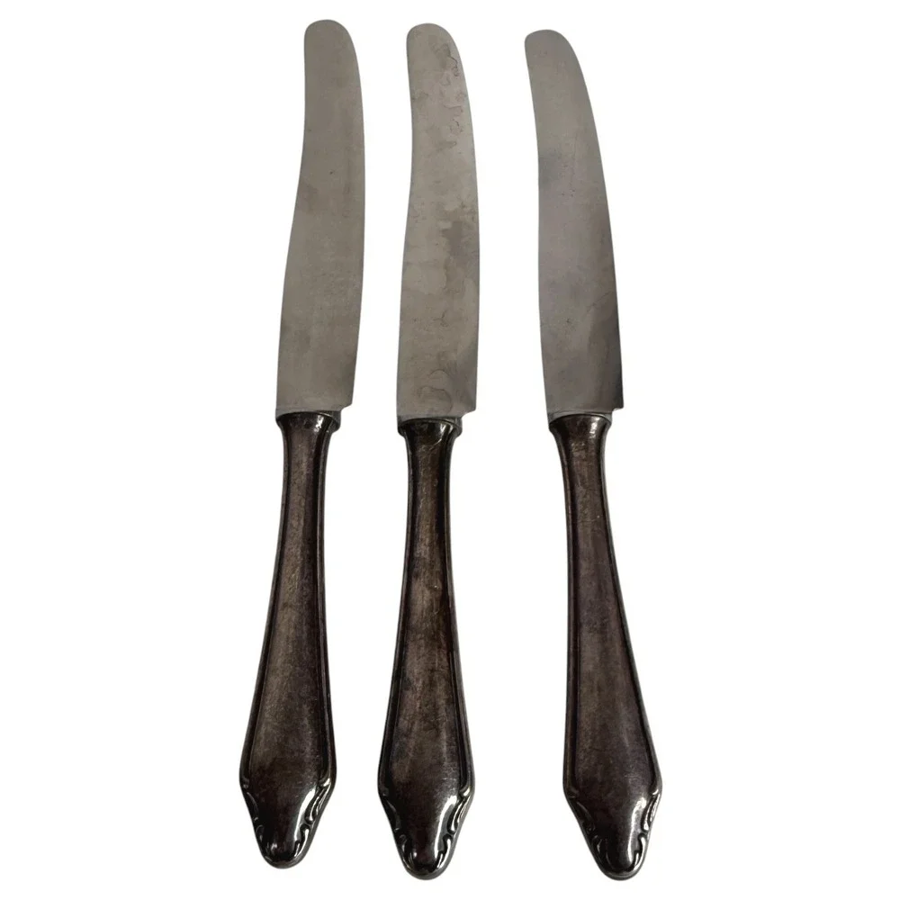 12 Walter Breuker W&B Rostfrei Dinner Knife Set Silverplate Vintage Germany